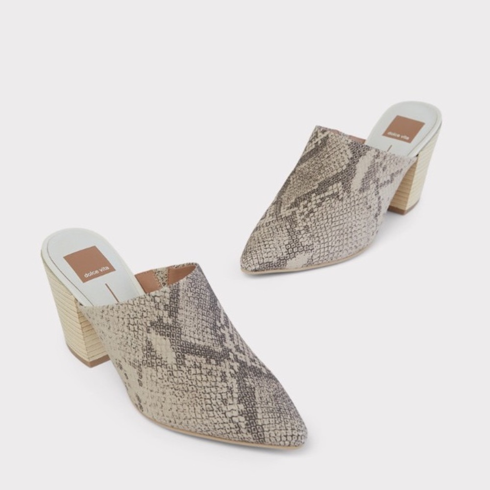 *SOLD* DOLCE VITA Angela snakeskin block heel leather mule 6.5